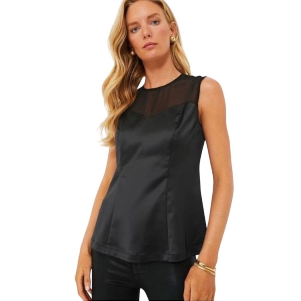 Tuckernuck Sleeveless Satin Mesh Bell Blouse